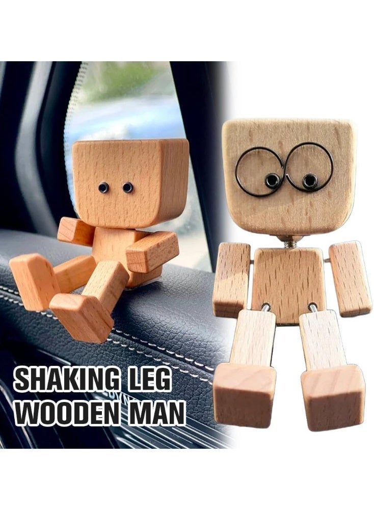 Bukela Wooden Car Figurine, Handmade Rocking Puppet, Fun Car Ornament, Wooden Desktop Decoration, Car Dashboard Accessory with 12 Magnetic Expressions - Image 3